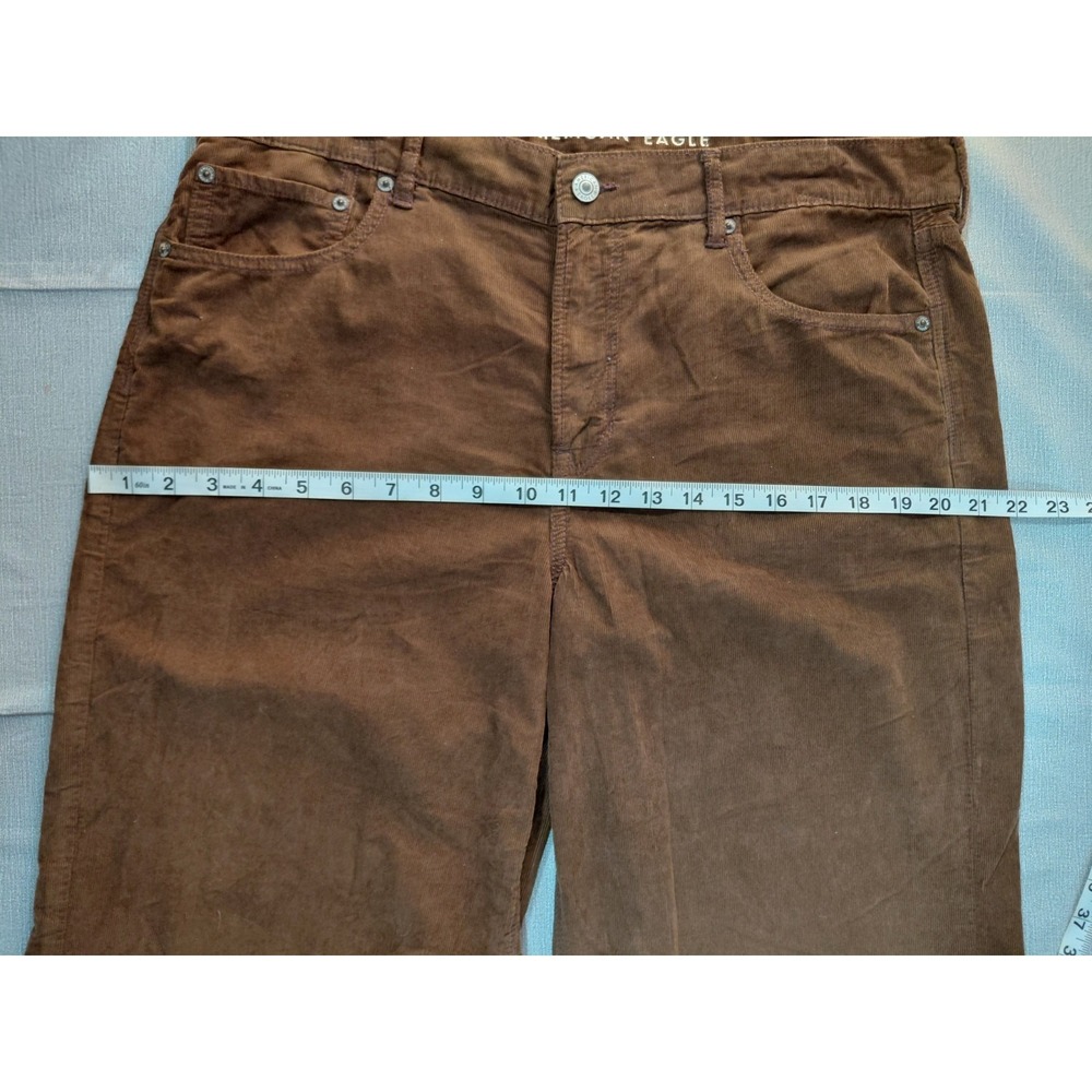American Eagle Corduroy Low Rise Skater Jean Women's 14 Reg Brown Baggy Wide Leg - Picture 12 of 15
